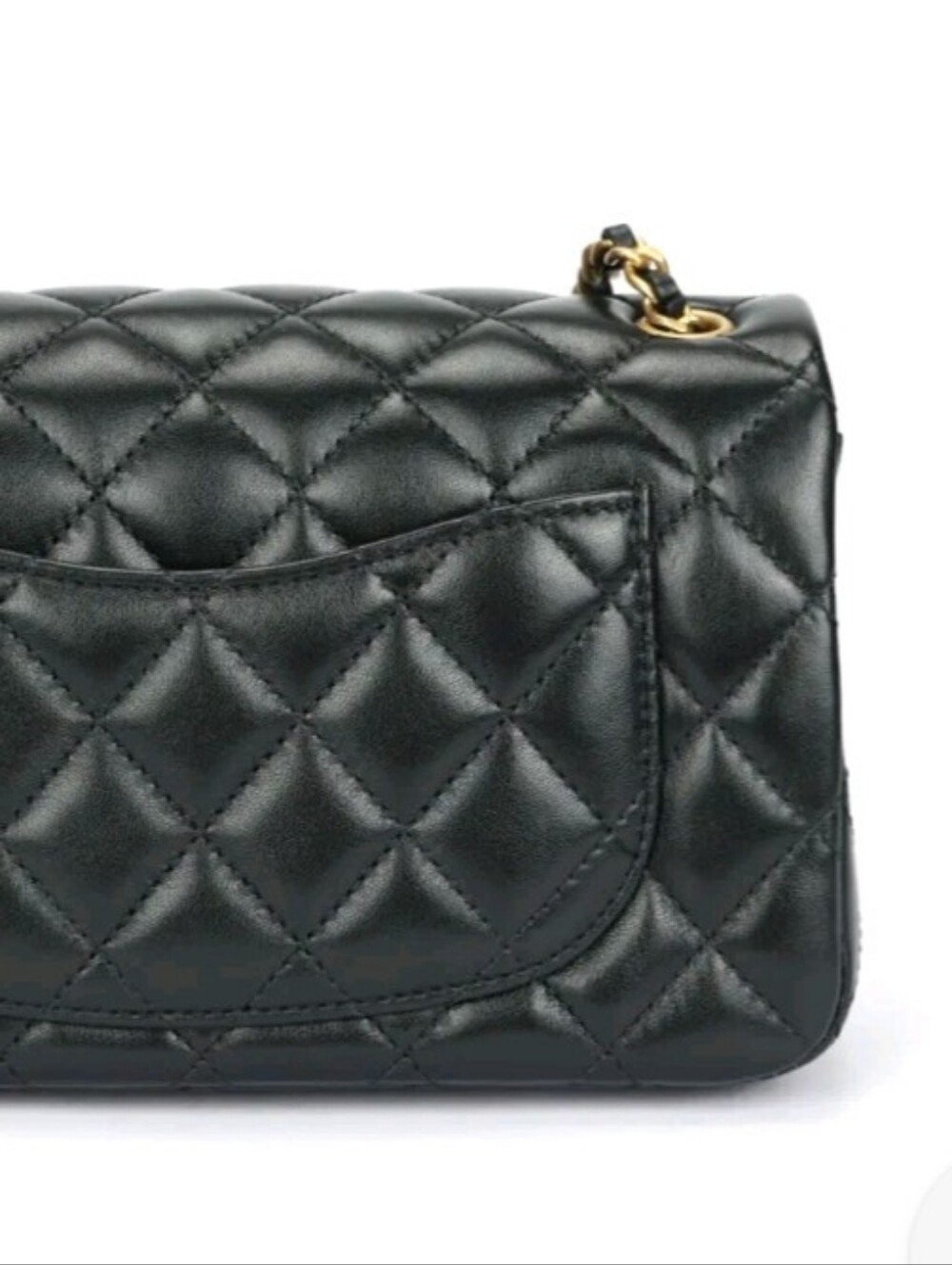 Super Class Quilted Mini Mouth Flap Classic Evening Crossbody Jet Set Black Gold - Picture 7 of 8